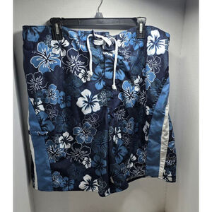 Men's Joe Boxer Swim Trunks XL Blue White Floral